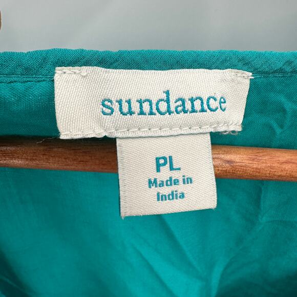 SUNDANCE CLOTHING Teal V Neck Flounce Dress // Large Petite - Picture 5 of 8